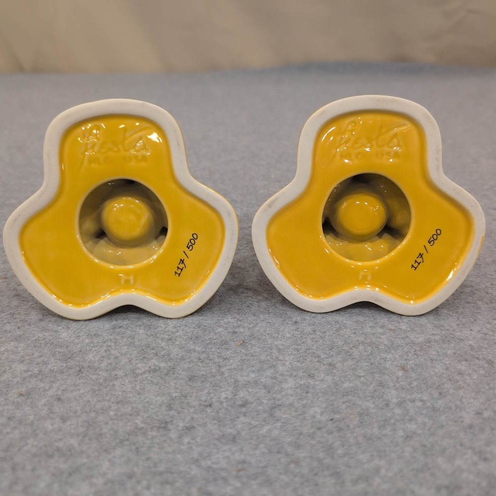 Fiesta Limited Edition Pyramid Tripod Candleholder Pair Marigold 117/500 HLC USA - Picture 5 of 5